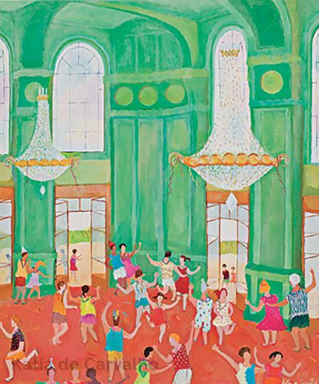 2 oleo s/lienzo (lino) &#34;baile carnaval en el salón verde I&#34; 52x63cm (2007)